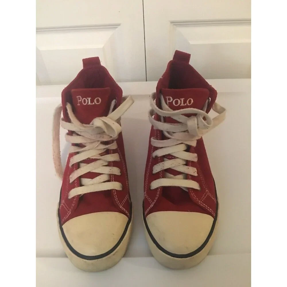 Polo Ralph Lauren Canvas Black‎ Red High Tops-Sz 4